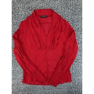 Scarlet Darkness Blouse Womens Large Red Victorian Gothic Steampunk Long Sleeve